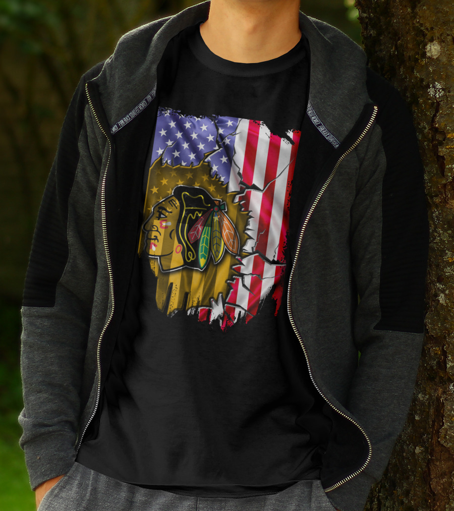 Flag Chicago Blackhawks American T-Shirt