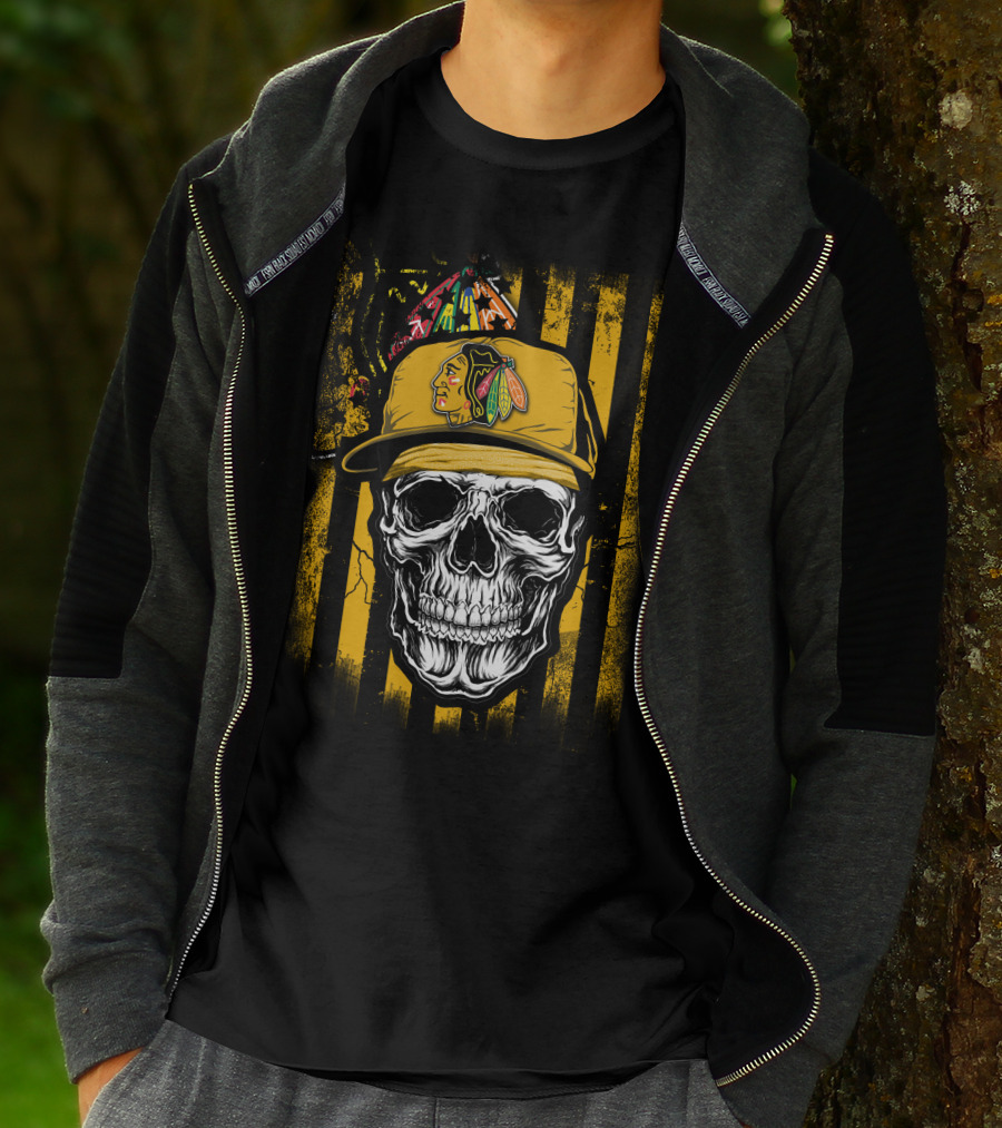 Chicago Blackhawks Skull With Iconic Cap T-Shirt