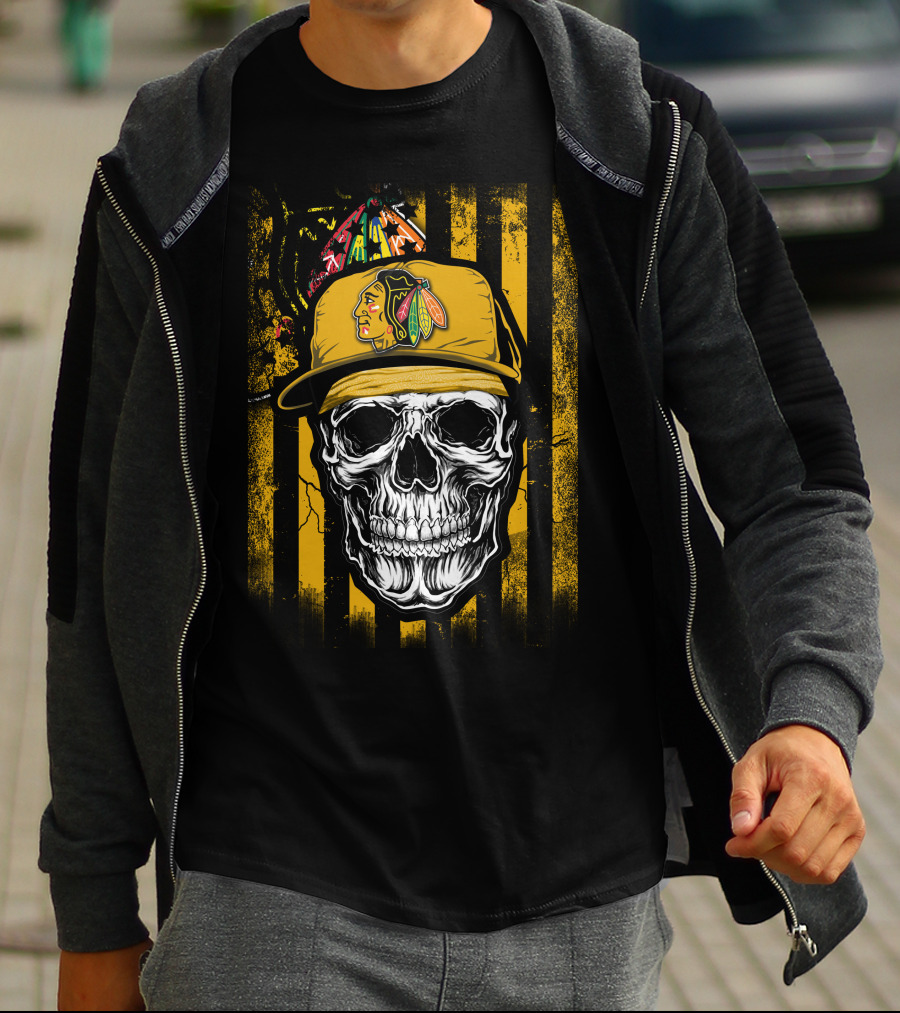 Chicago Blackhawks Skull With Iconic Cap T-Shirt