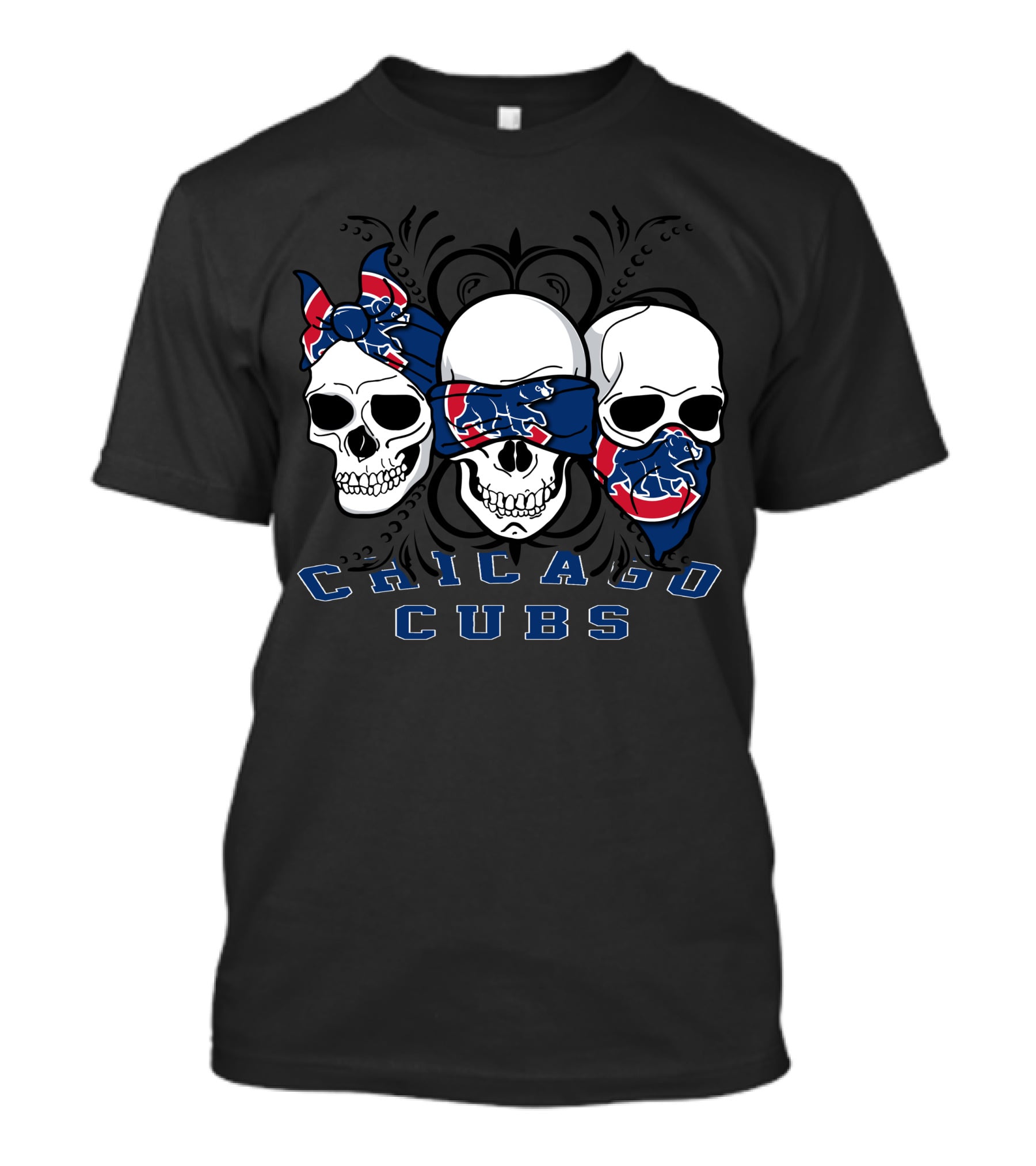 Chicago Cubs Bandana Skull Trio T-Shirt
