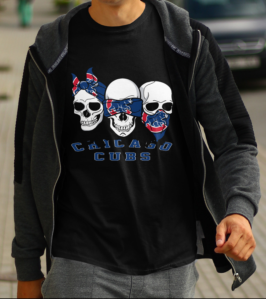 Chicago Cubs Bandana Skull Trio T-Shirt