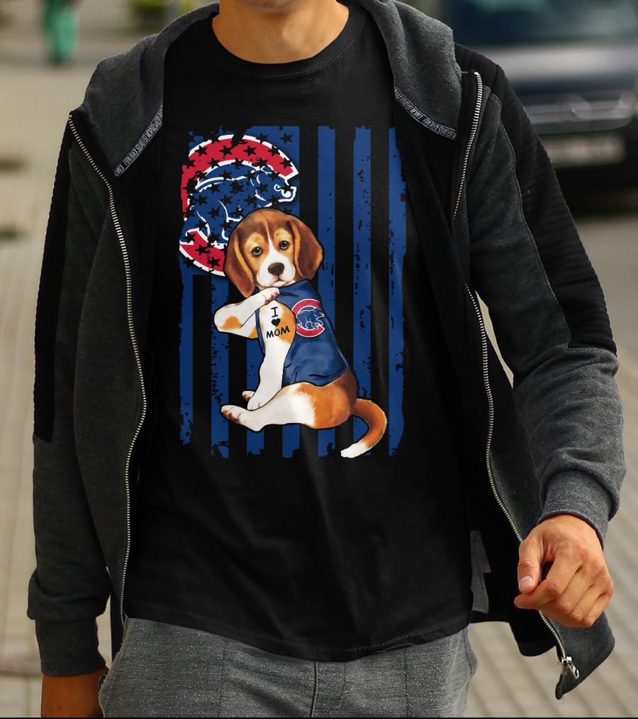 Beagle I Love Mom Chicago Cubs Fan T-Shirt