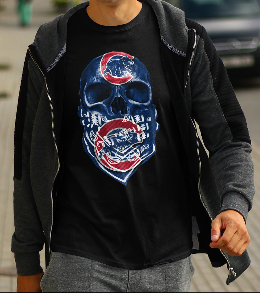 Chicago Cubs Skull Bandana Bear T-Shirt