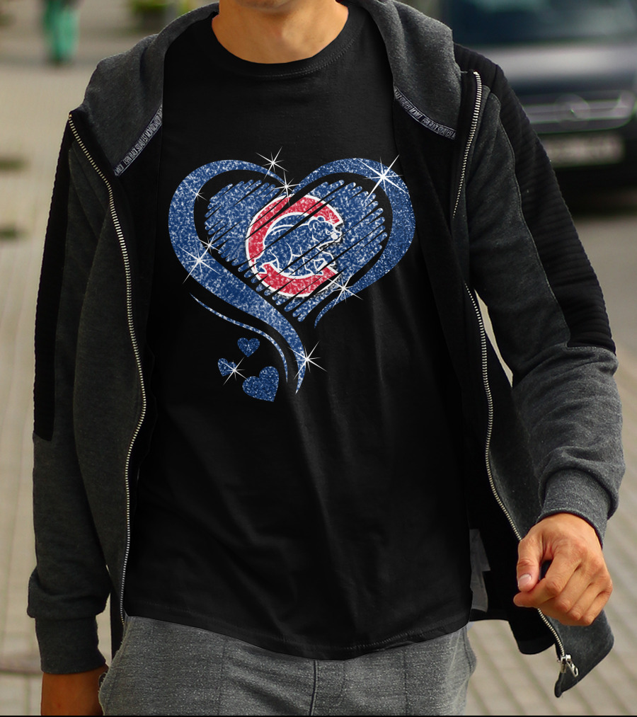 Heart Diamond Chicago Cubs Sparkle T-Shirt