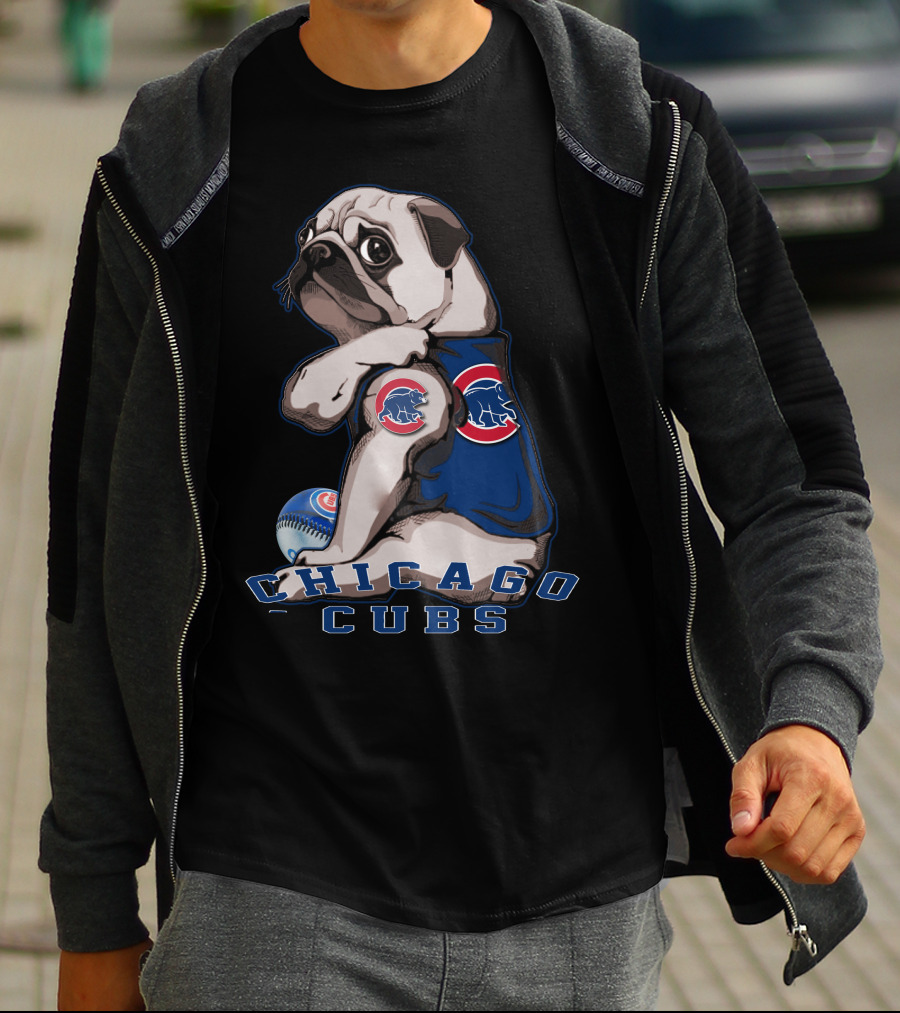 Chicago Cubs Pug Baseball T-Shirt