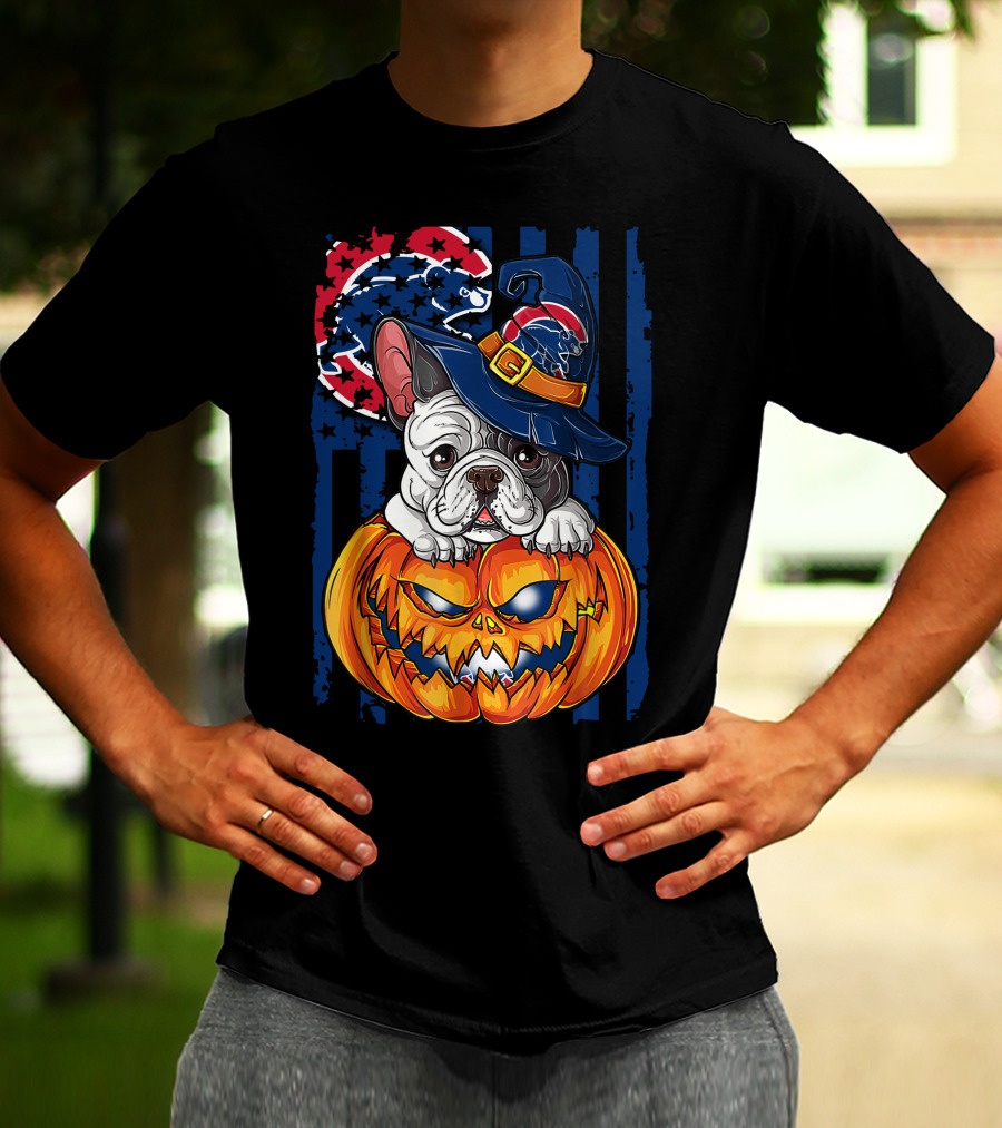 Hlw Bulldog Chicago Cubs Halloween Pumpkin Wizard T-Shirt