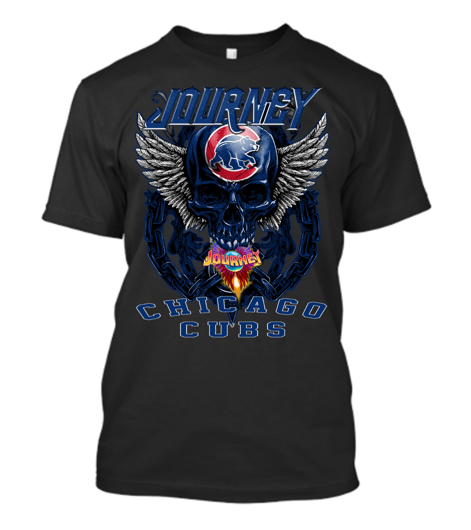 Journey Chicago Cubs Skull Wings T-Shirt