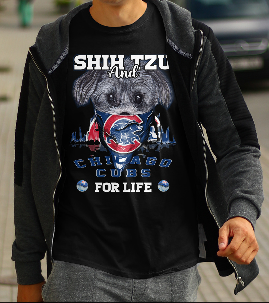 Shih Tzu And Chicago Cubs For Life T-Shirt
