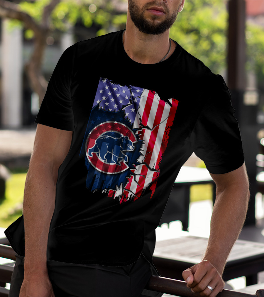 Flag Chicago Cubs American Stars And Stripes Bear T-Shirt