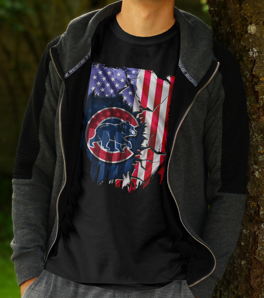 Flag Chicago Cubs American Stars And Stripes Bear T-Shirt