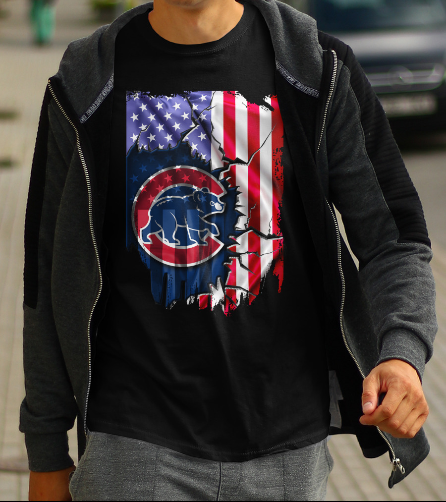 Flag Chicago Cubs American Stars And Stripes Bear T-Shirt