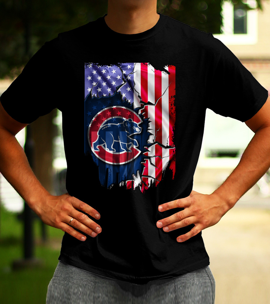 Flag Chicago Cubs American Stars And Stripes Bear T-Shirt