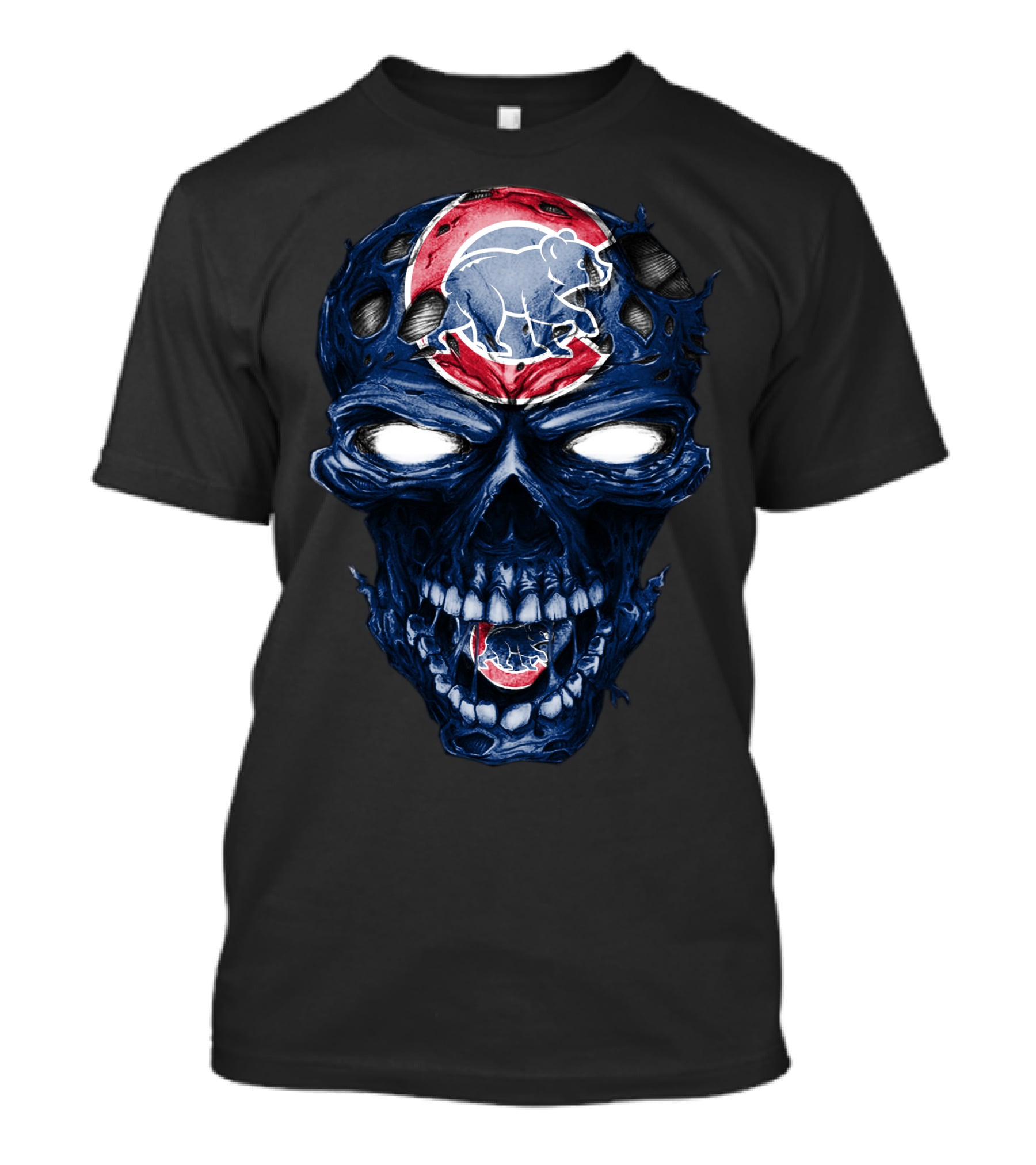 Chicago Cubs Skull Bear Emblem T-Shirt