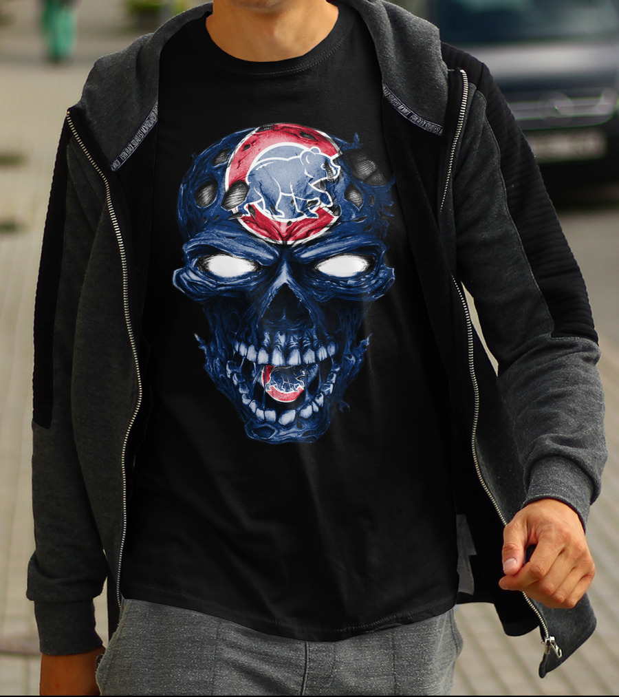 Chicago Cubs Skull Bear Emblem T-Shirt
