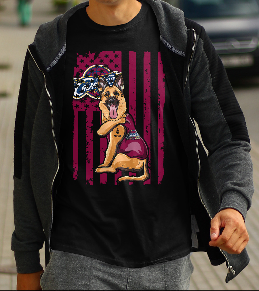 German Shepherd Cleveland Cavaliers Logo Tattoo I Mom T-Shirt