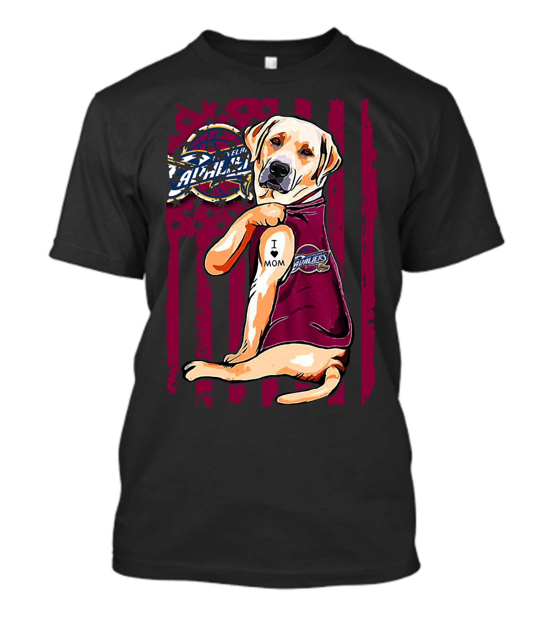Labrador Retriever I Love Mom Cleveland Cavaliers Logo Combination T-Shirt
