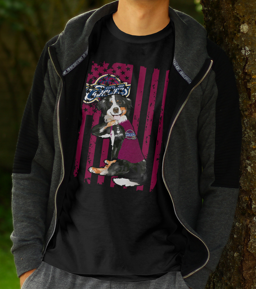 Cleveland Cavaliers Border Collie I Love Mom T-Shirt