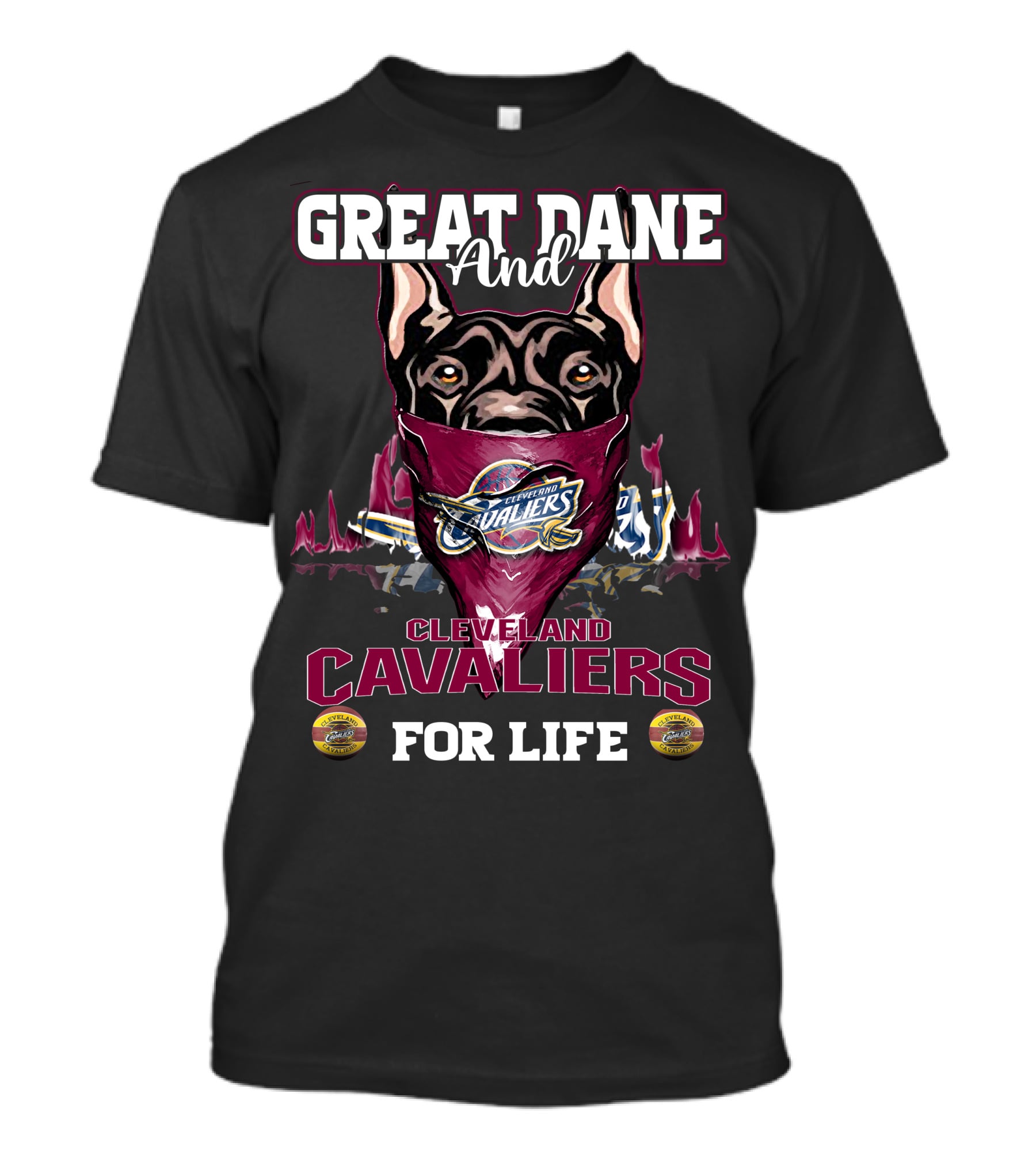 Great Dane And Cleveland Cavaliers For Life T-Shirt