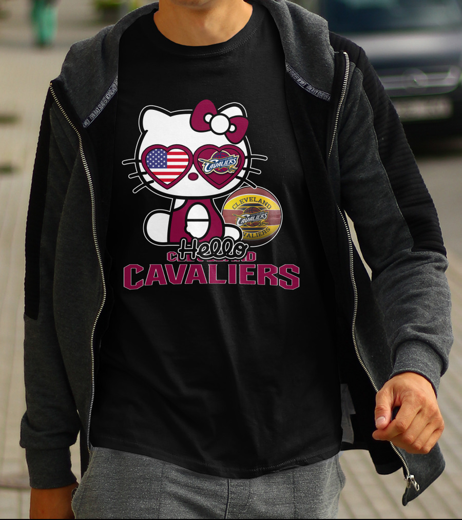 Hello Kitty Cleveland Cavaliers American Flag Basketball Cavaliers T-Shirt