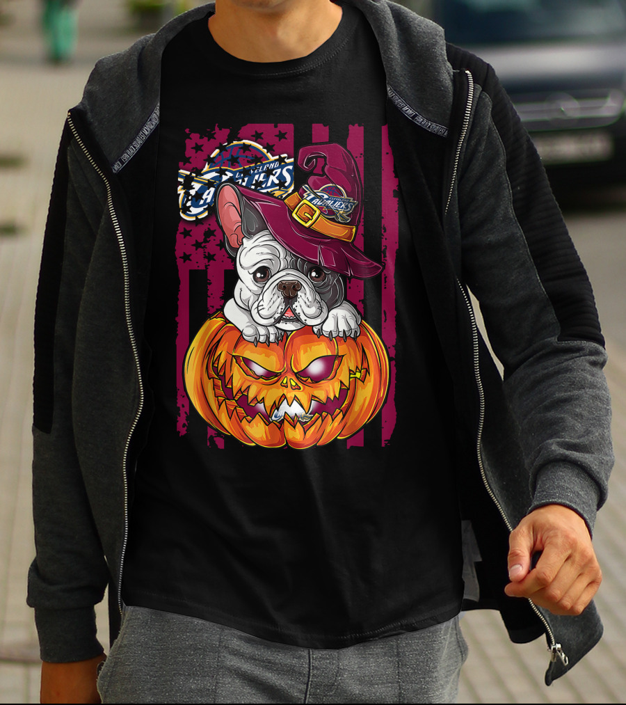 Cleveland Cavaliers Halloween Bulldog Pumpkin Wizard T-Shirt