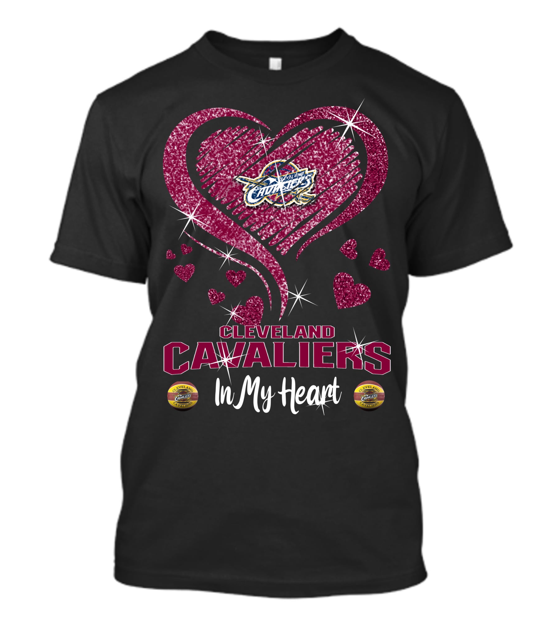 Cleveland Cavaliers In My Heart Sparkling Hearts T-Shirt