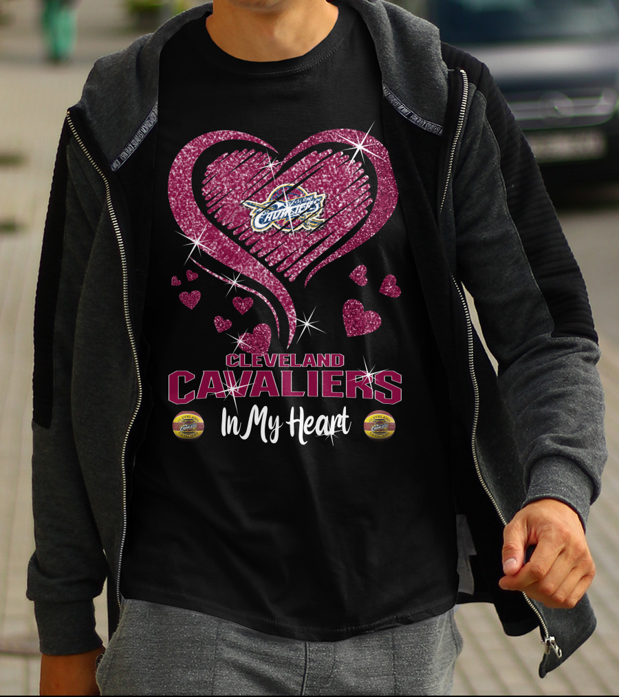 Cleveland Cavaliers In My Heart Sparkling Hearts T-Shirt