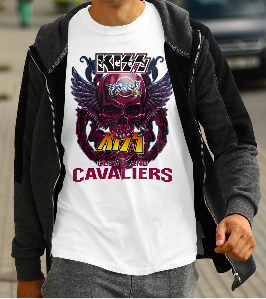 Kiss Cleveland Cavaliers Skull Wings T-Shirt