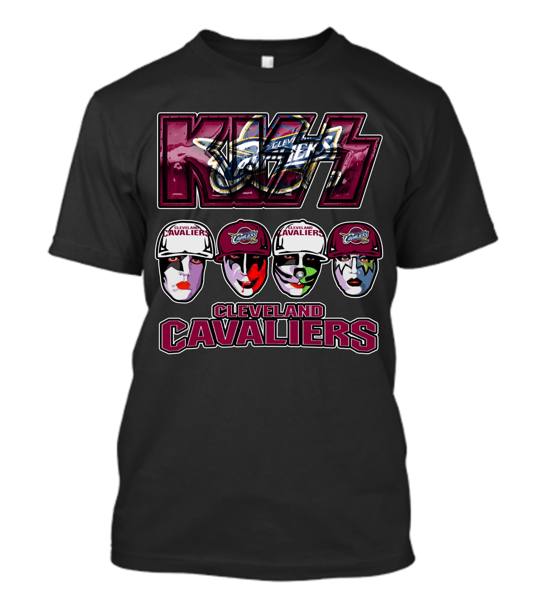 KISS Cleveland Cavaliers Rock Band Tribute Faces With Team T-Shirt