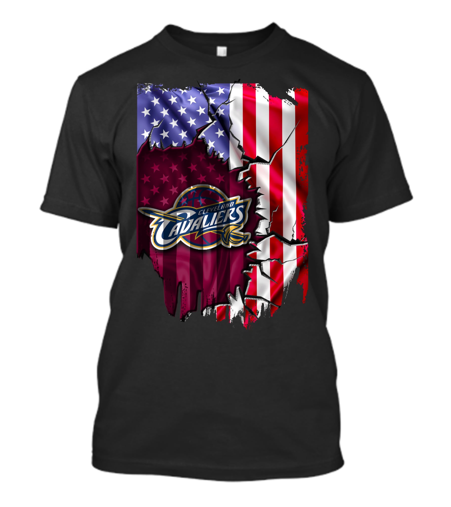 Cleveland Cavaliers USA Flag Ripped Effect T-Shirt