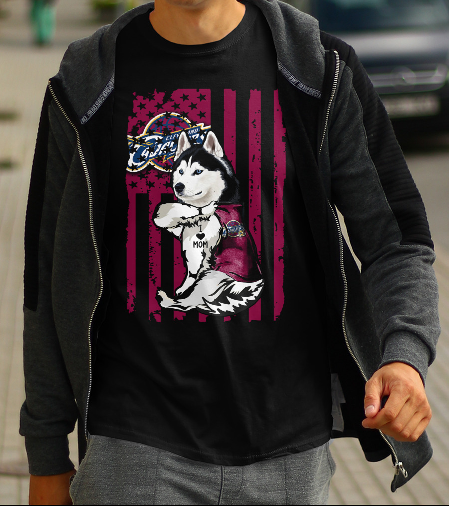 Cleveland Cavaliers Siberian Husky I Love Mom T-Shirt