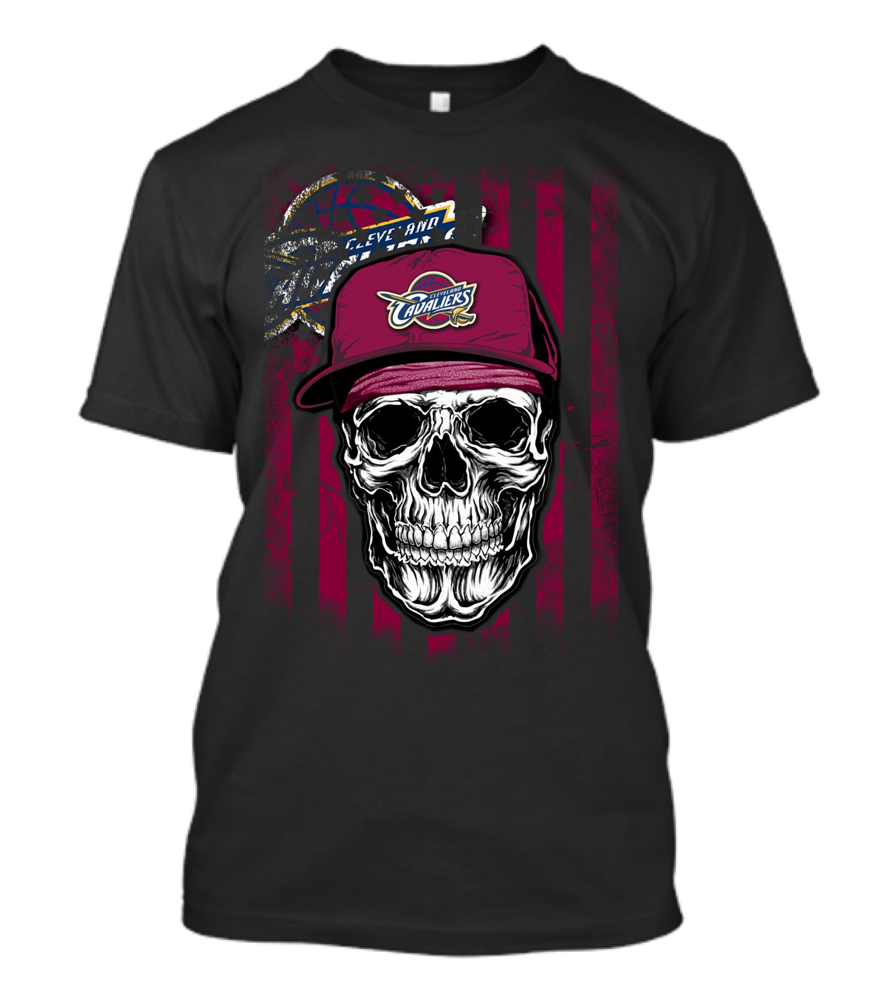 Cleveland Cavaliers Skull With Logo Hat T-Shirt