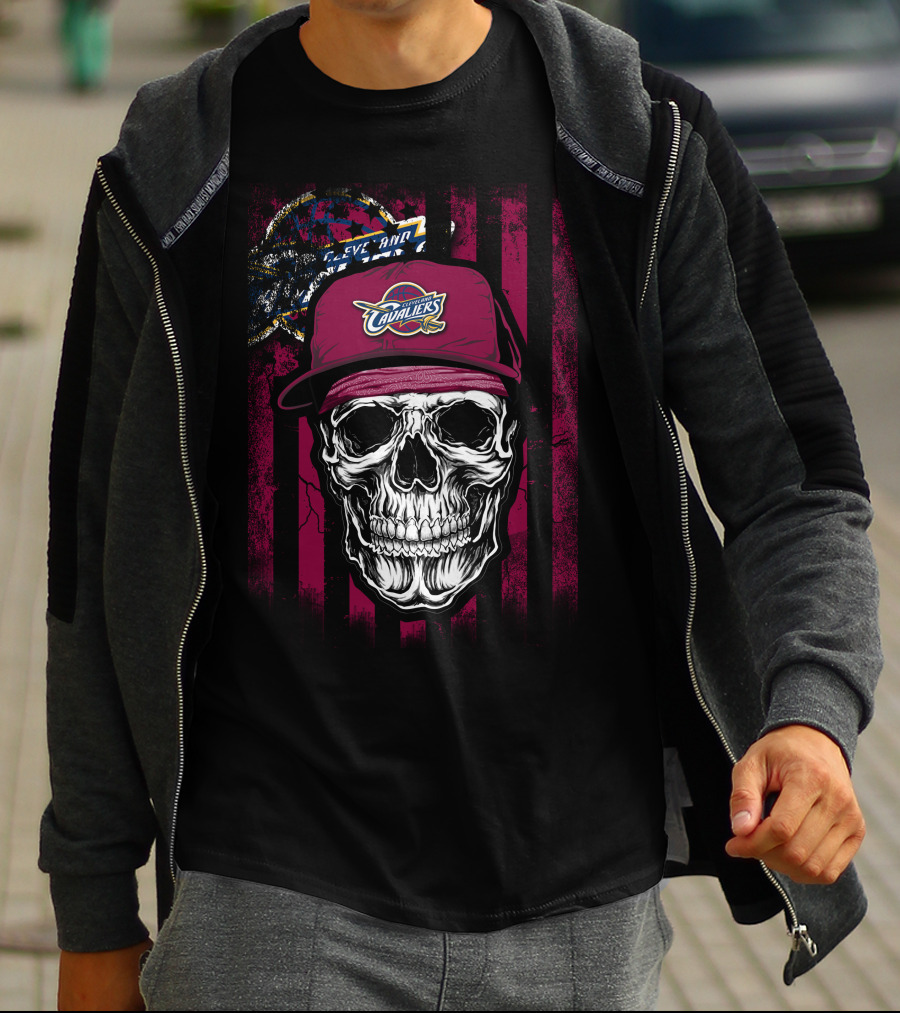 Cleveland Cavaliers Skull With Logo Hat T-Shirt