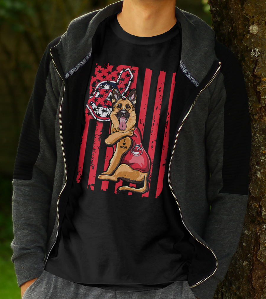 German Shepherd Cleveland Indians Flag And Team Spirit T-Shirt