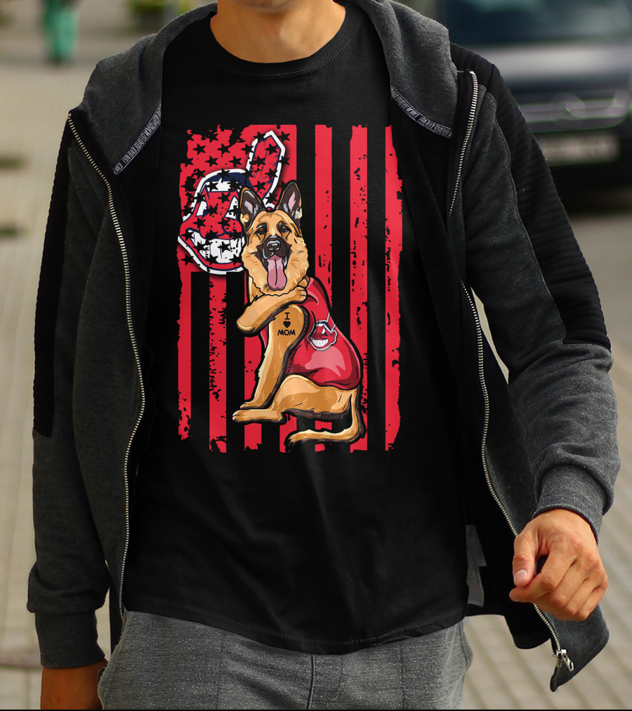 German Shepherd Cleveland Indians Flag And Team Spirit T-Shirt