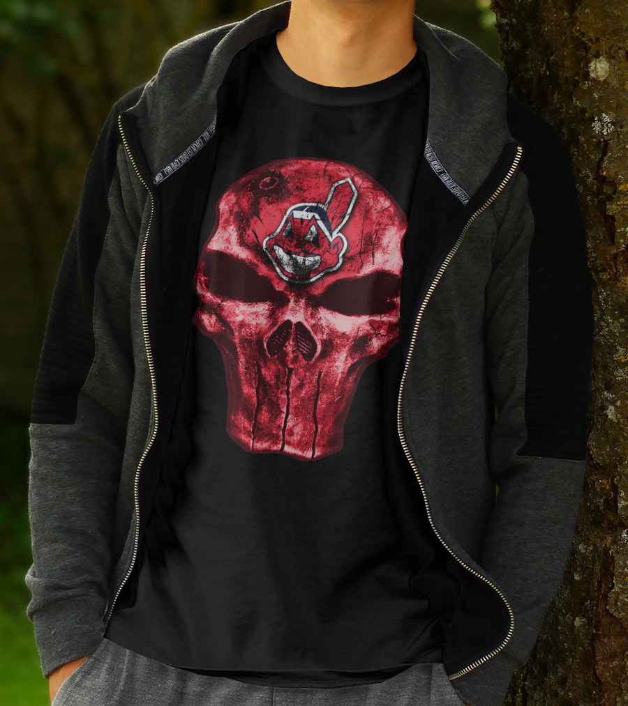 Skull With Chief Wahoo Cleveland Indians T-Shirt