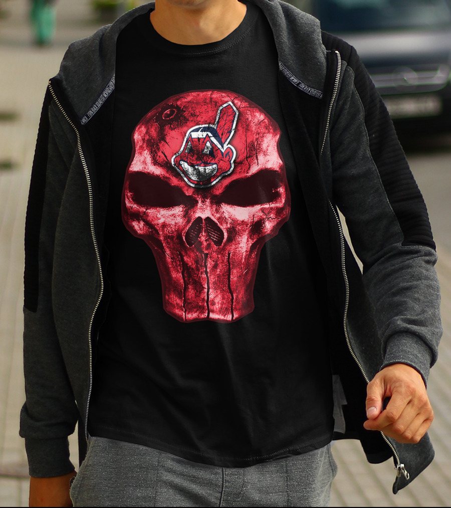 Skull With Chief Wahoo Cleveland Indians T-Shirt