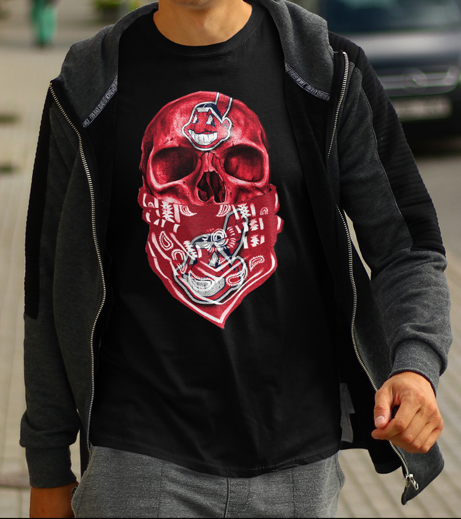 Skull Cleveland Indians Logo Bandana T-Shirt