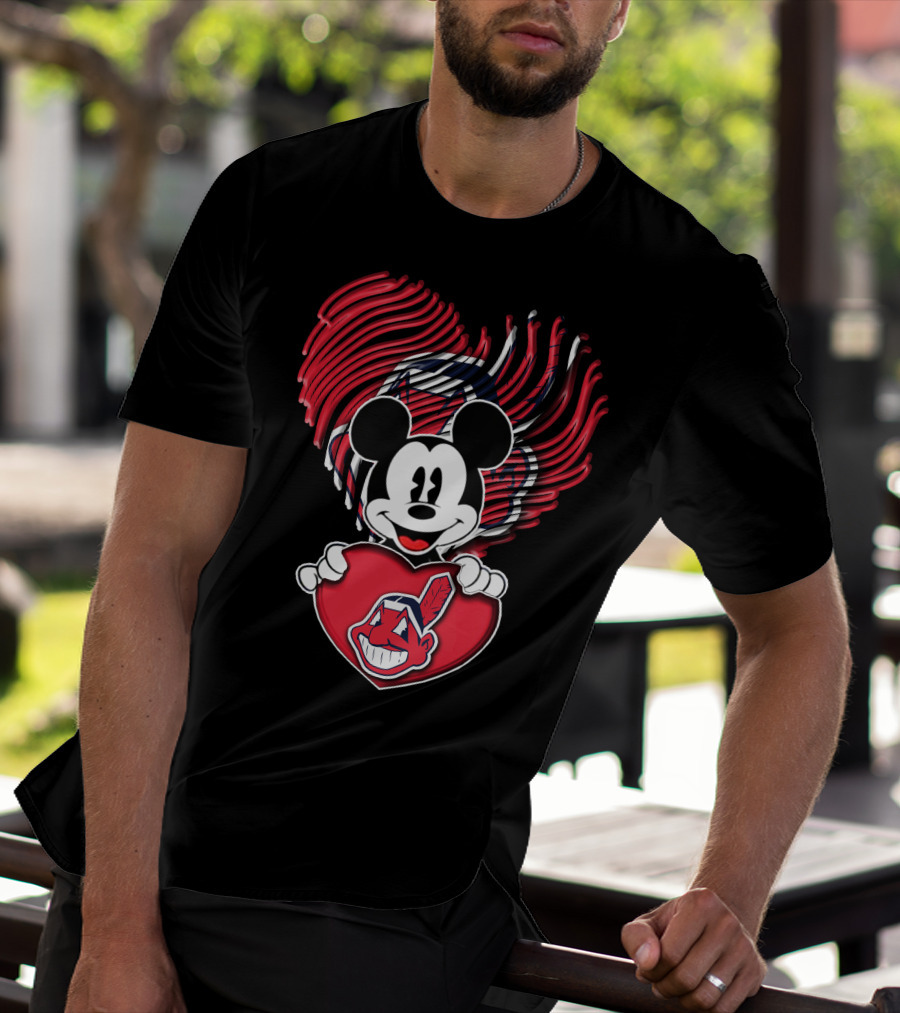 Mick Cleveland Indians Heart Logo Fusion T-Shirt