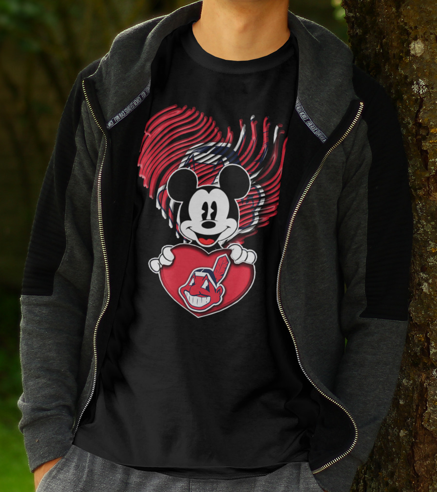 Mick Cleveland Indians Heart Logo Fusion T-Shirt