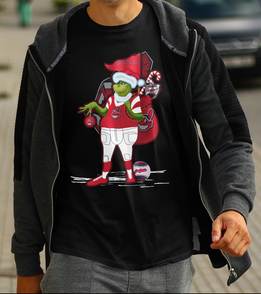 Grinchxmas Cleveland Indians Christmas Baseball Character T-Shirt