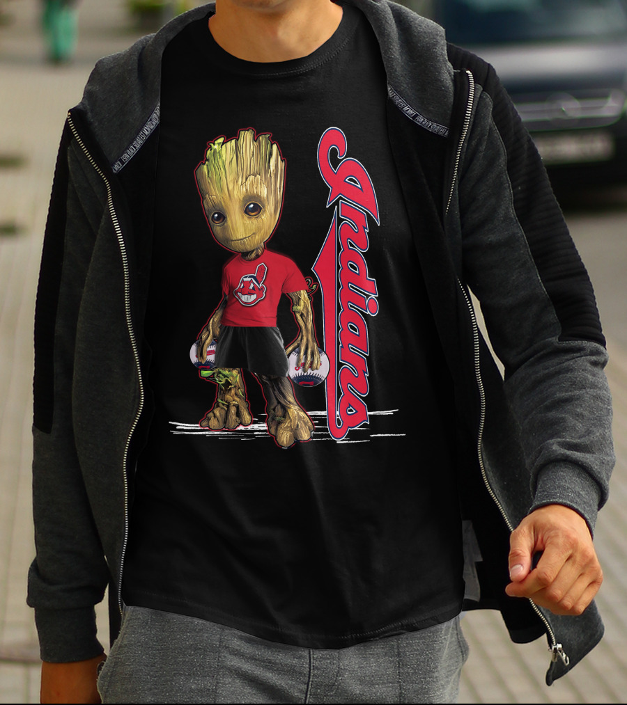 Groot Indians Baseball Character With Team T-Shirt
