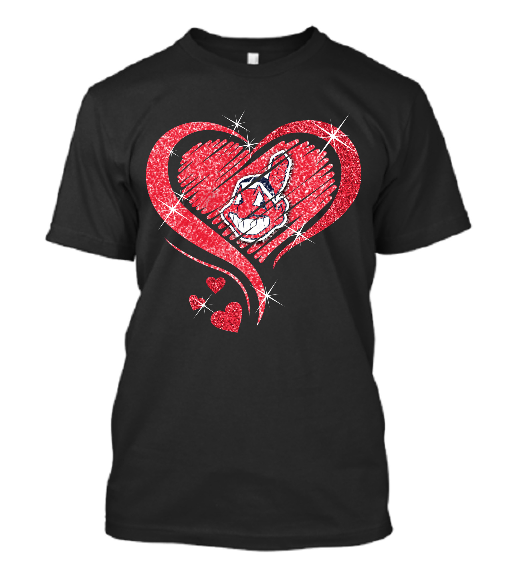 Heart Diamond Cleveland Indians Sparkle T-Shirt