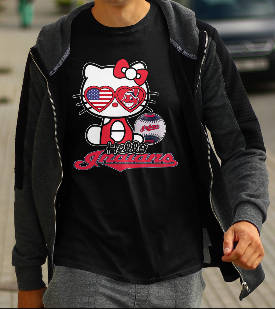 Hello Kitty Indians American Baseball Fan T-Shirt