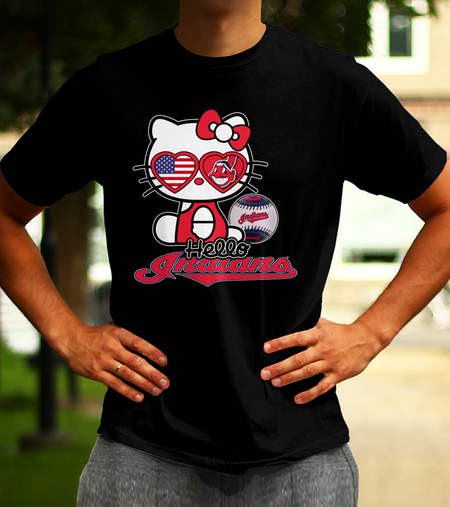 Hello Kitty Indians American Baseball Fan T-Shirt