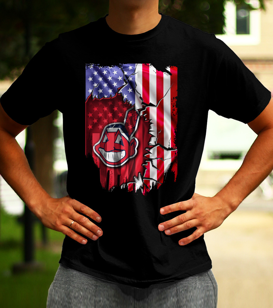 American Flag Cleveland Indians Iconic T-Shirt