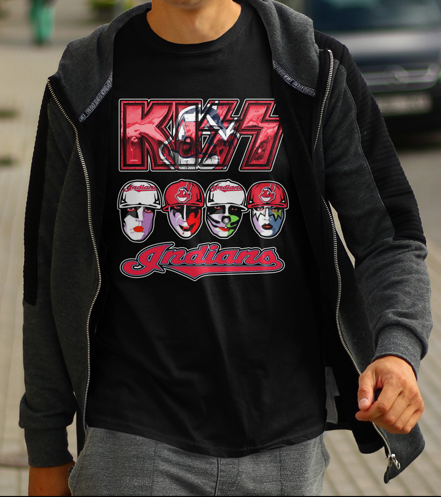 Kiss Cleveland Indians Face Paint Baseball Team T-Shirt