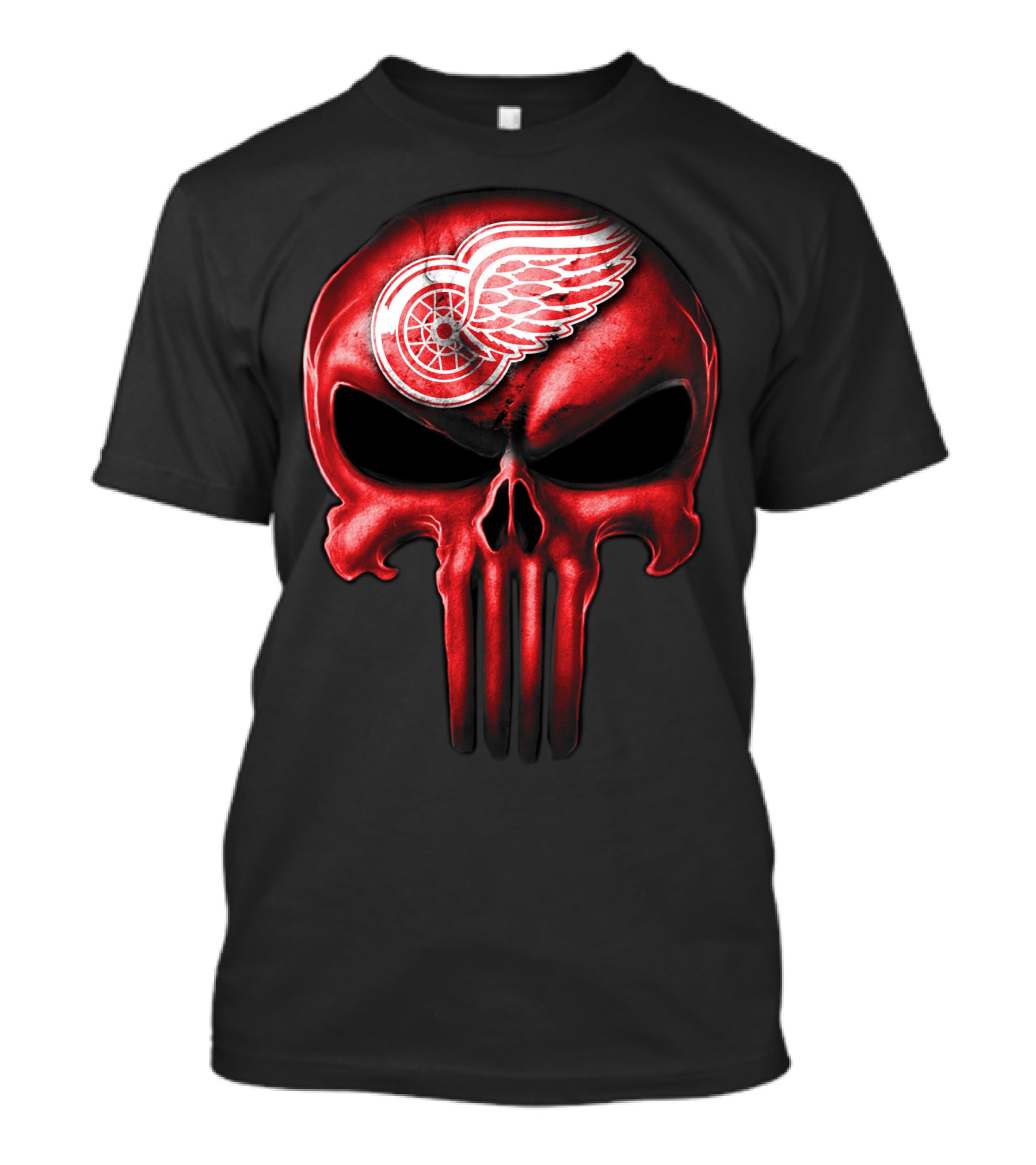 Detroit Red Wings Skull Punisher Crossover T-Shirt
