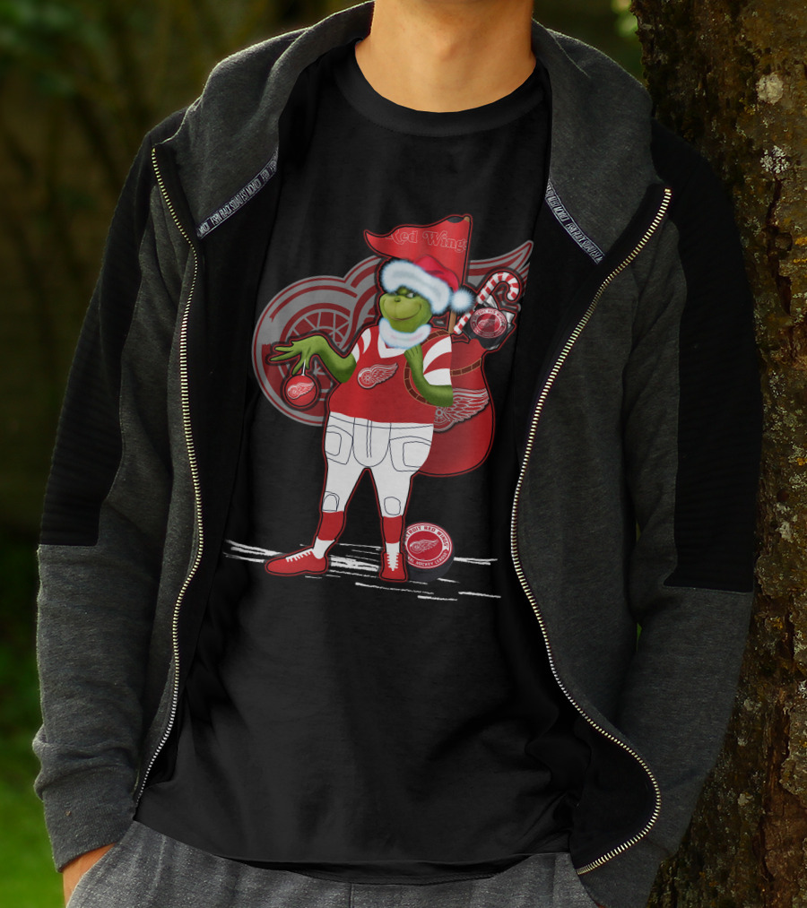 Grinchxmas Red Wings Hockey Holiday Crossover Detroit Wear T-Shirt