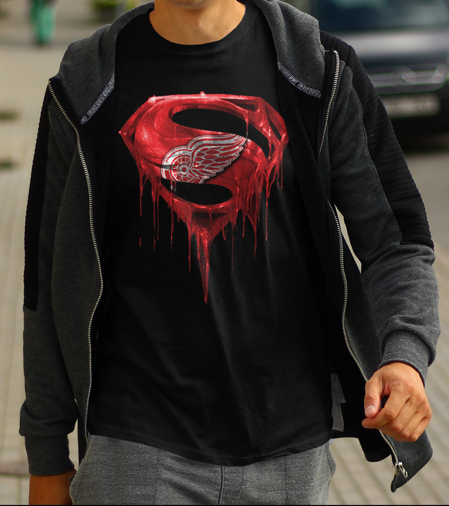 Detroit Red Wings Dripping Superman T-Shirt