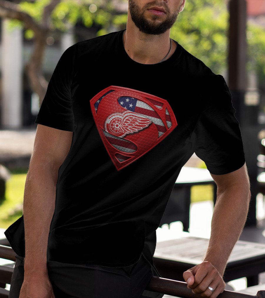Detroit Red Wings American Flag Superman T-Shirt